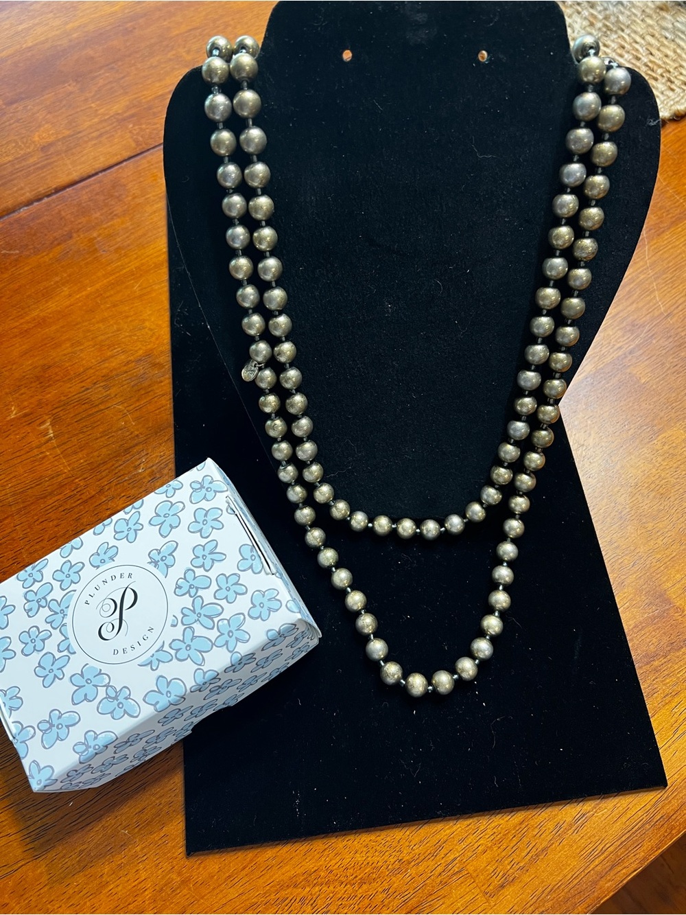 Plunder Metallic Gold Beaded Double Strand Necklace